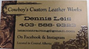 alberta canada home of hope sponsor silent auction Cowboys custom leather works dennis leis